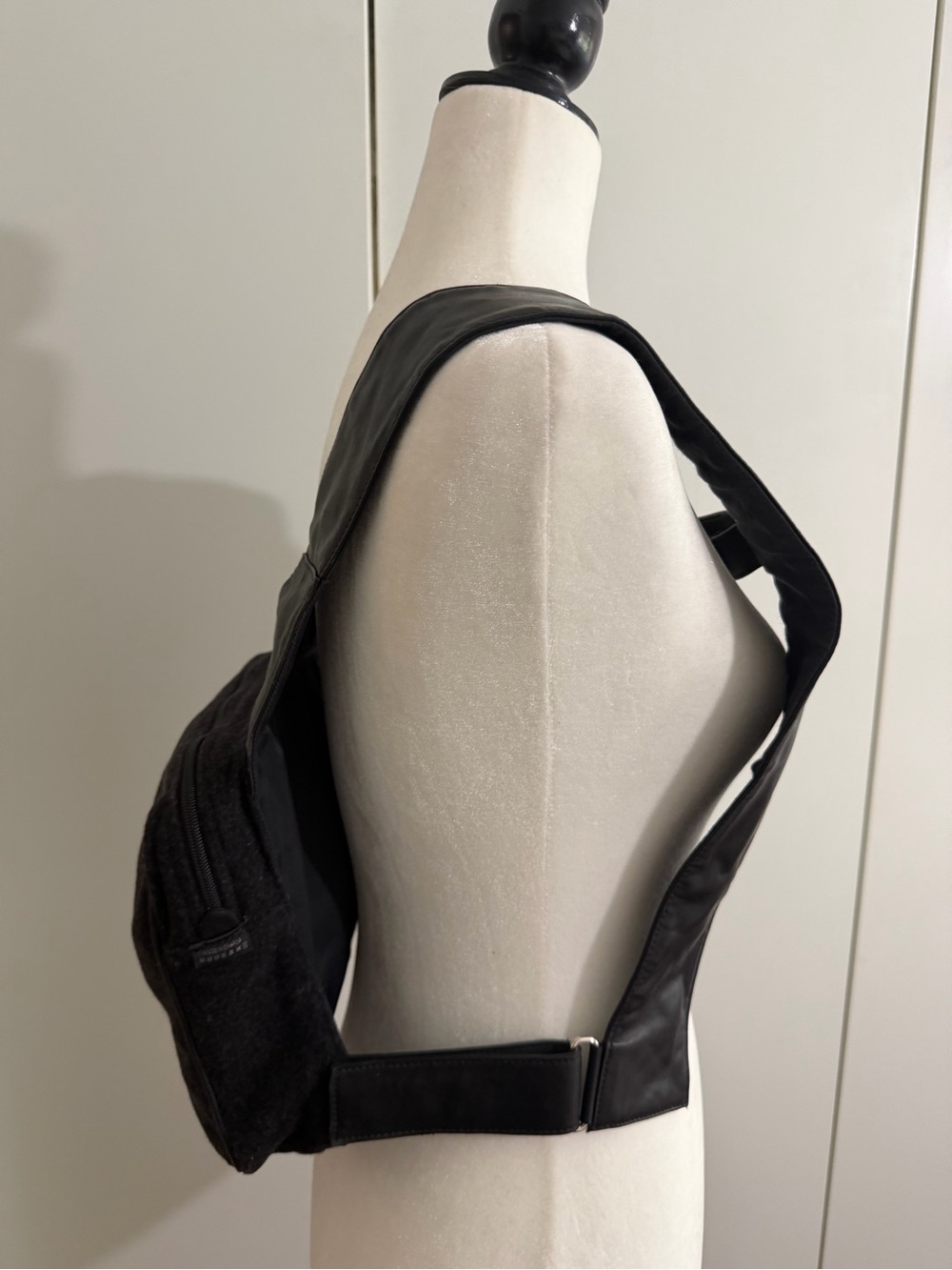 RUDSAK Black leather +Wool-Blend Harness backpack. Super cool piece. - Picture 4 of 17